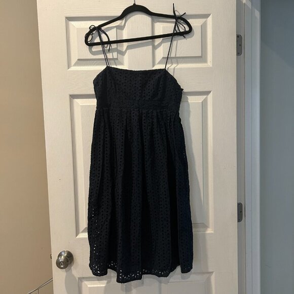 GAP Eyelet Cotton Spaghetti Strap Square Neck Above Knee Dress Size 10 Lined - Picture 13 of 14